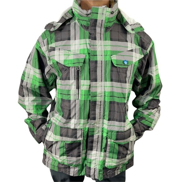 Special Blend Coat Mens Sz M Snowboard Ski 10K Cirrus Green Plaid Functional - Picture 2 of 10